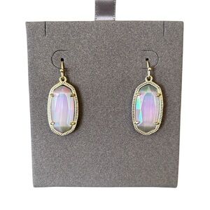 Kendra Scott Elle Faceted Gold Drop Earrings in Iridescent Opalite Illusion NWOT